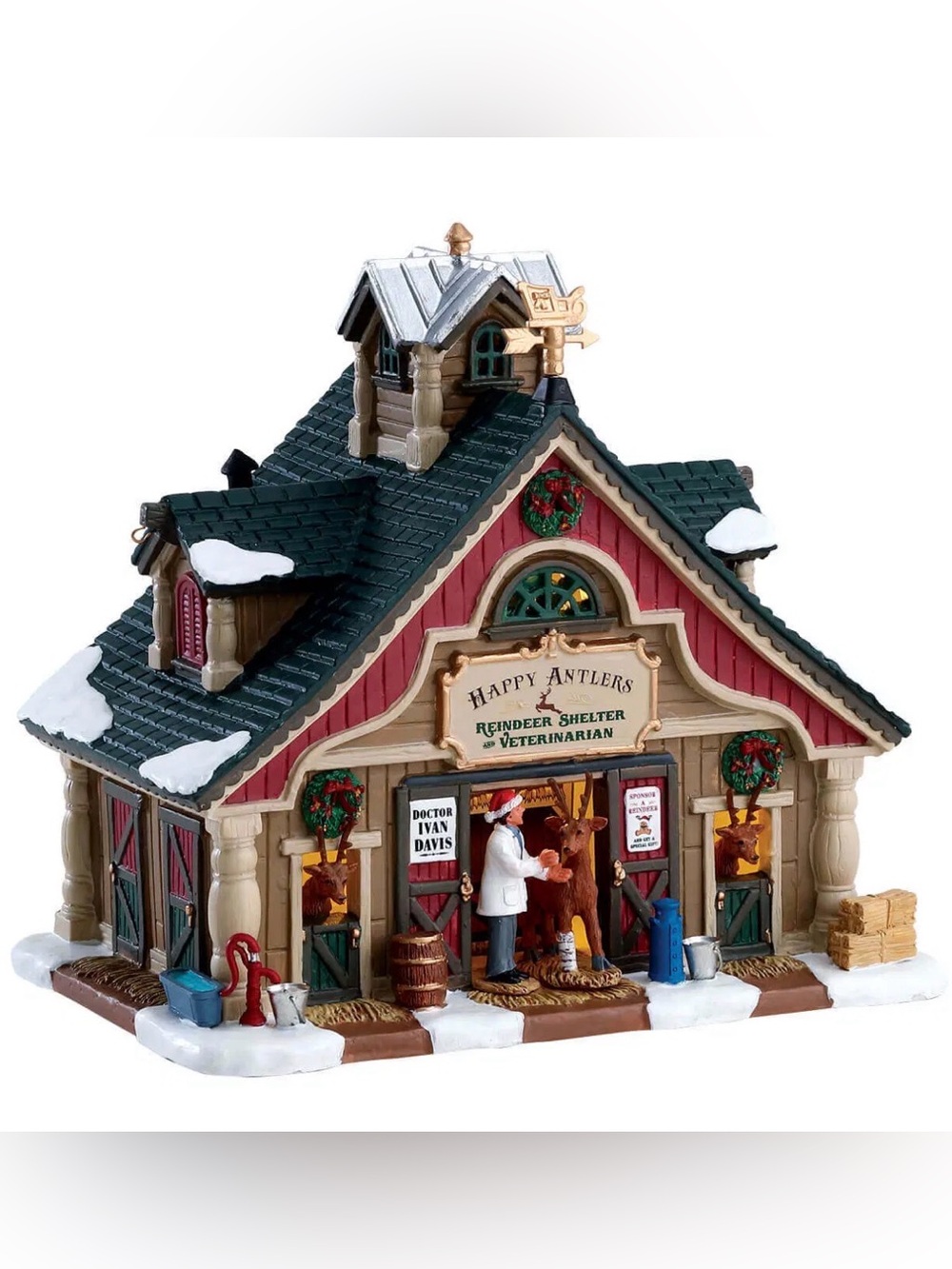 Lemax Christmas Village Happy Antlers Reindeer Shelter Veterinarian SKU #75204